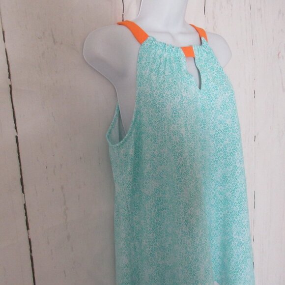 Cabana Life Dress L Large Aqua Orange Surfside Beach Swim Suit Cover Up Pockets - Picture 4 of 8